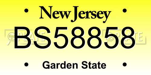 BS58858 New Jersey License Plate