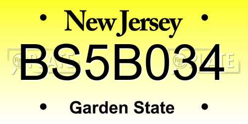 BS5B034 New Jersey License Plate