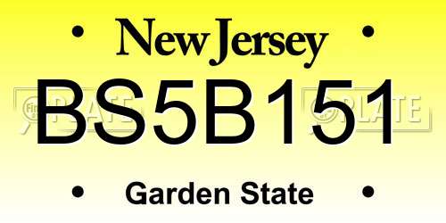 BS5B151 New Jersey License Plate