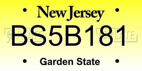 BS5B181 New Jersey License Plate