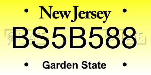 BS5B588 New Jersey License Plate