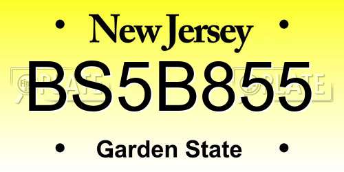 BS5B855 New Jersey License Plate