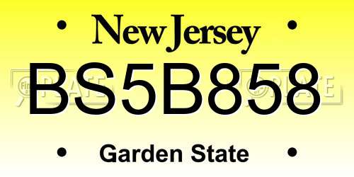 BS5B858 New Jersey License Plate