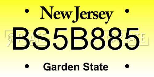 BS5B885 New Jersey License Plate