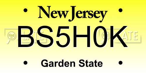 BS5H0K New Jersey License Plate