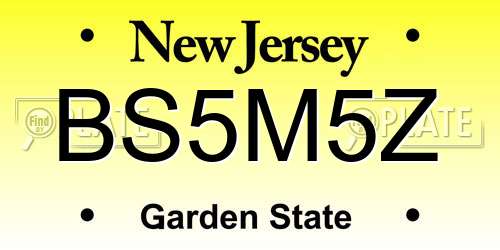 BS5M5Z New Jersey License Plate