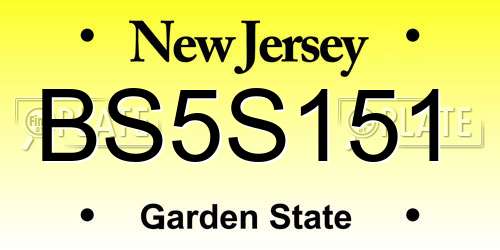 BS5S151 New Jersey License Plate