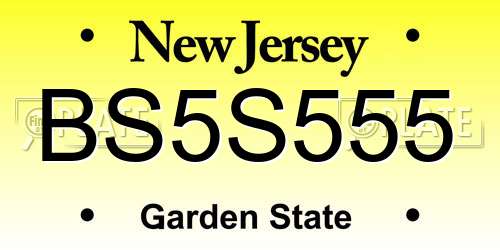 BS5S555 New Jersey License Plate
