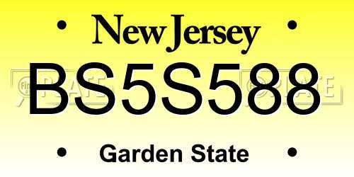 BS5S588 New Jersey License Plate