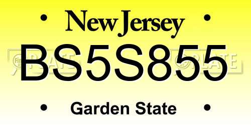BS5S855 New Jersey License Plate