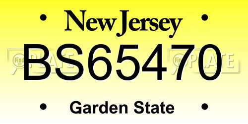 BS65470 New Jersey License Plate