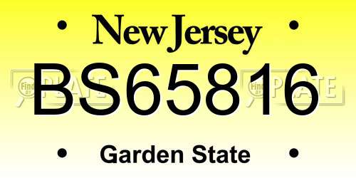 BS65816 New Jersey License Plate
