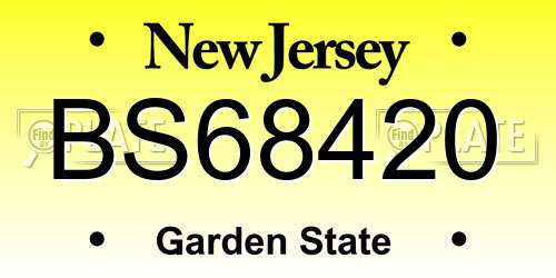 BS68420 New Jersey License Plate