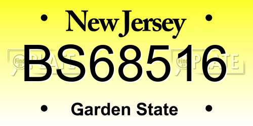 BS68516 New Jersey License Plate