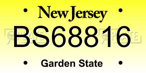 BS68816 New Jersey License Plate