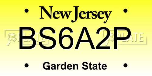 BS6A2P New Jersey License Plate