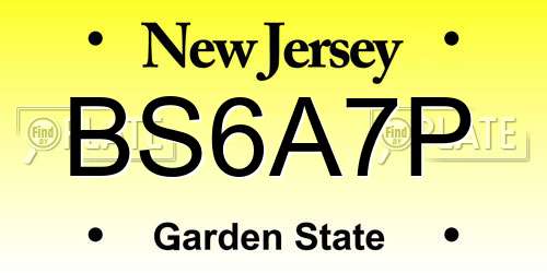 BS6A7P New Jersey License Plate