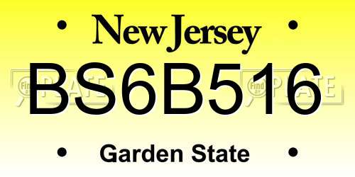 BS6B516 New Jersey License Plate