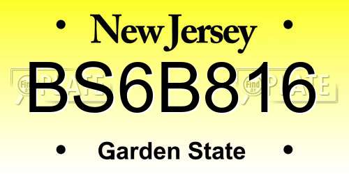 BS6B816 New Jersey License Plate