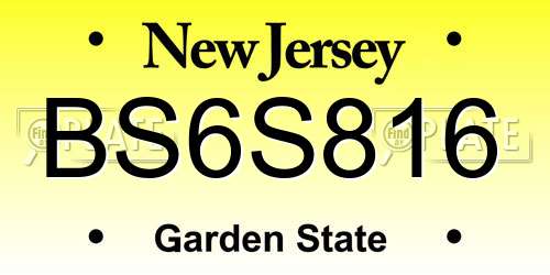 BS6S816 New Jersey License Plate