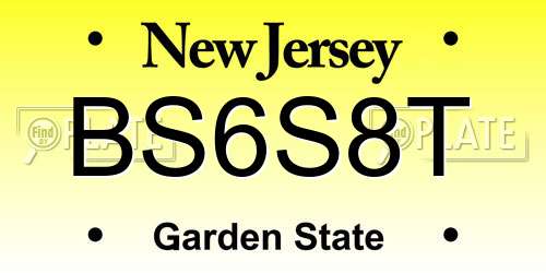BS6S8T New Jersey License Plate