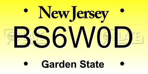 BS6W0D New Jersey License Plate