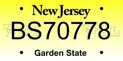 BS70778 New Jersey License Plate