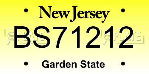 BS71212 New Jersey License Plate