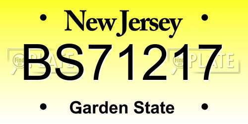 BS71217 New Jersey License Plate
