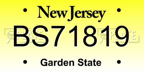 BS71819 New Jersey License Plate