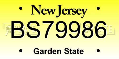 BS79986 New Jersey License Plate