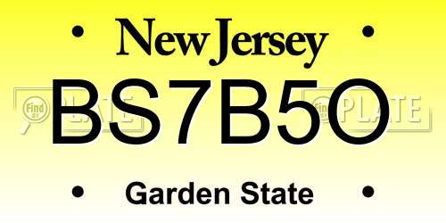 BS7B5O New Jersey License Plate