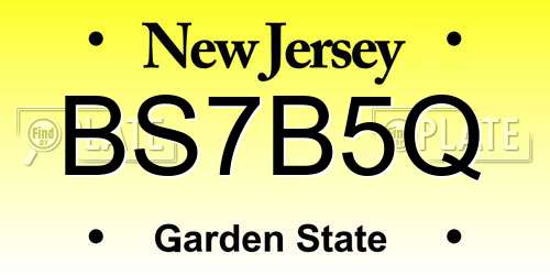 BS7B5Q New Jersey License Plate