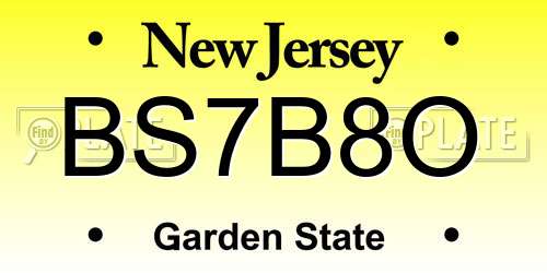 BS7B8O New Jersey License Plate