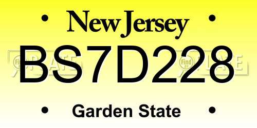 BS7D228 New Jersey License Plate