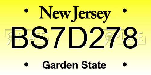 BS7D278 New Jersey License Plate