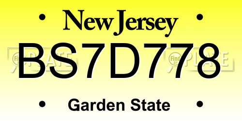 BS7D778 New Jersey License Plate