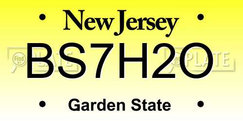 BS7H2O New Jersey License Plate