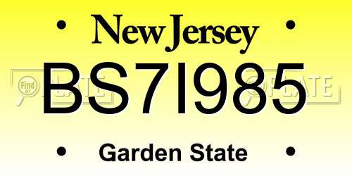 BS7I985 New Jersey License Plate
