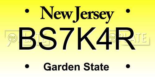 BS7K4R New Jersey License Plate