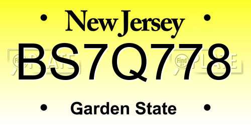 BS7Q778 New Jersey License Plate