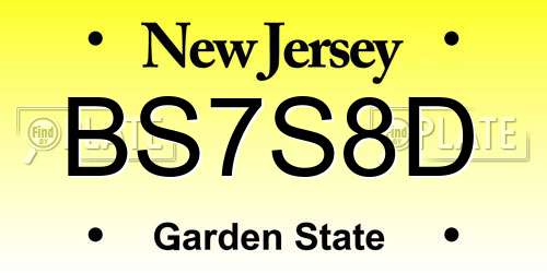 BS7S8D New Jersey License Plate