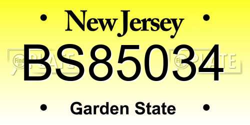 BS85034 New Jersey License Plate