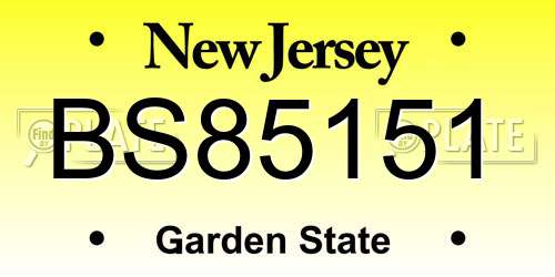 BS85151 New Jersey License Plate
