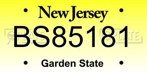 BS85181 New Jersey License Plate