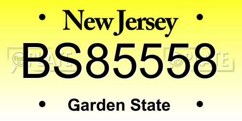 BS85558 New Jersey License Plate