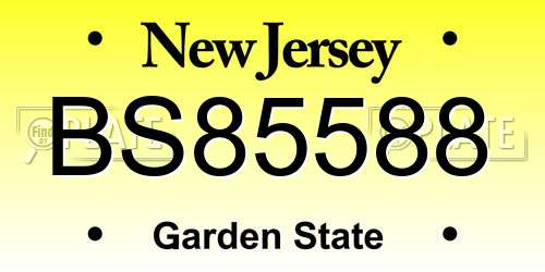 BS85588 New Jersey License Plate