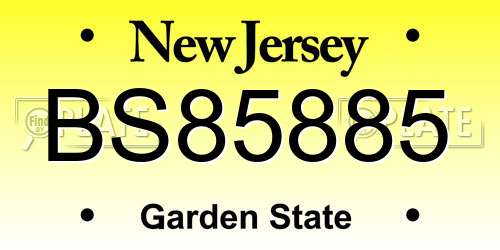 BS85885 New Jersey License Plate