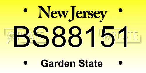 BS88151 New Jersey License Plate