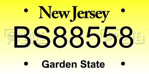 BS88558 New Jersey License Plate